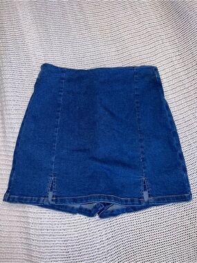 Denim Mini Skort in Deep Blue